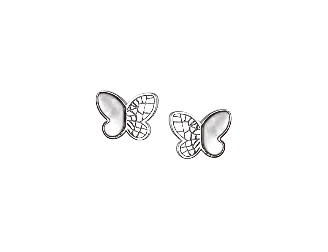 Silver Stud Butterfly Earrings Enamel Rhodium Plated Amona Jewellery