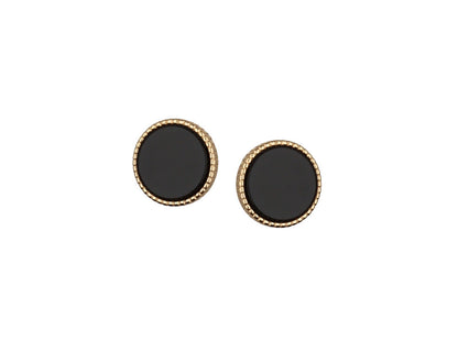 Gold Plated Earrings with Onyx - Amona Jewellery