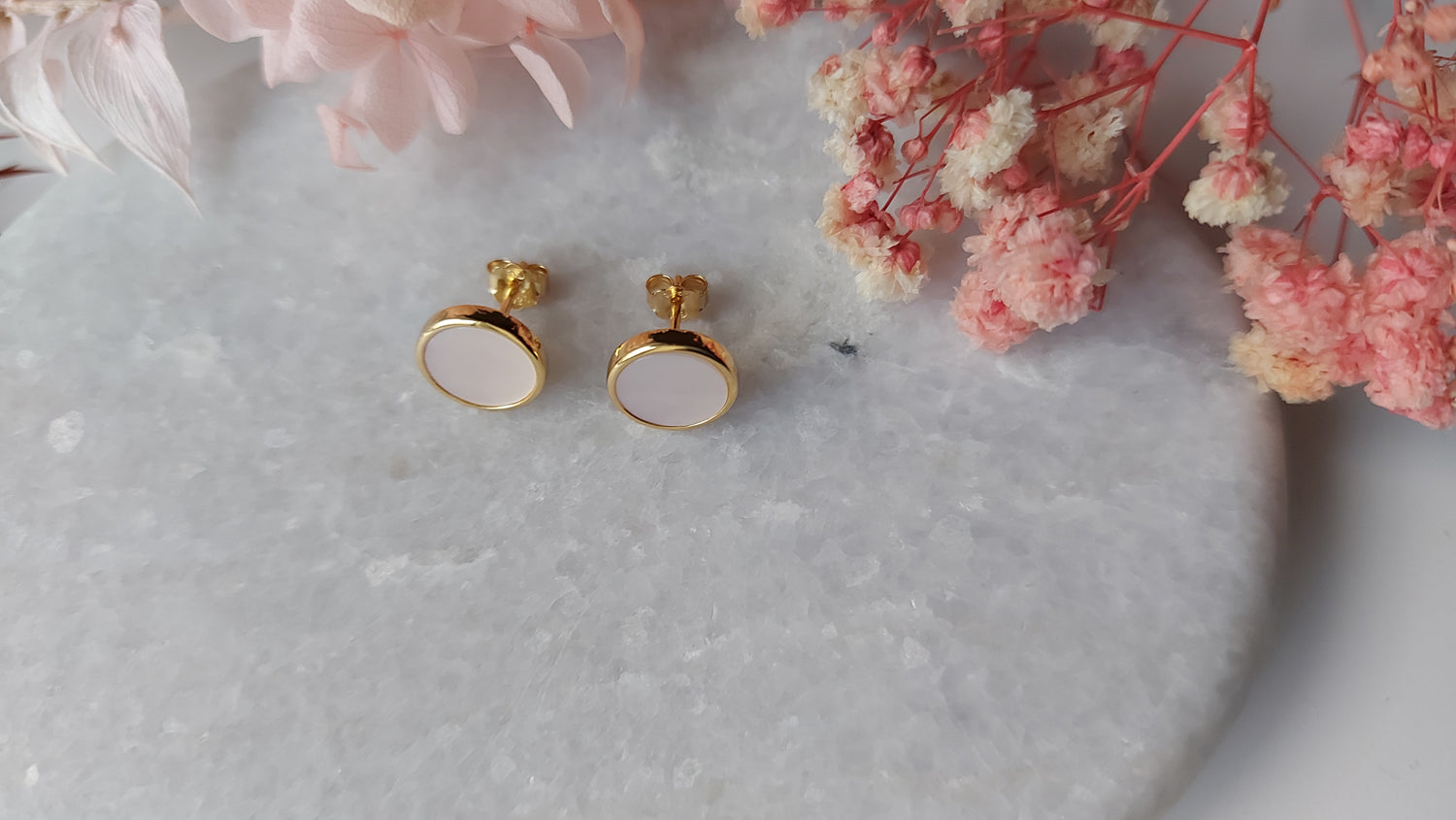 Gold Mother of Pearls Stud Earrings Gold