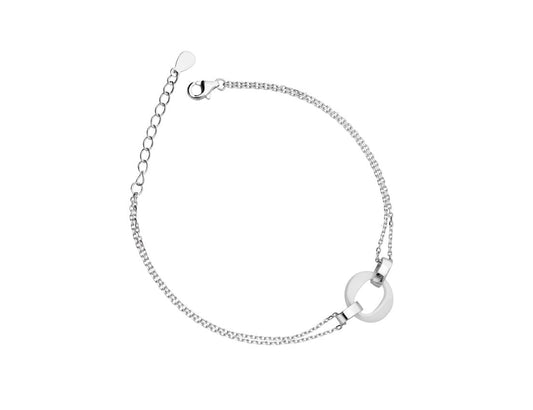 Silver Chain Bracelet Mother of Pearl Rhodium Plated Amona Jewellery