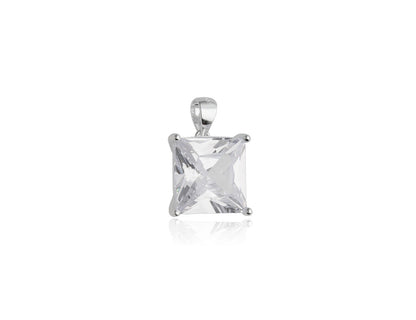 Princess Cut Cubic Zirconia Pendant SIlver Rhodium Plated - Amona Jewellery